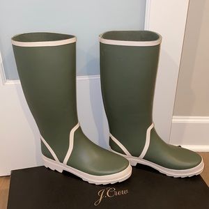 J.CREW Rubber Tall Lug-Sole Rainboots Huntington Green